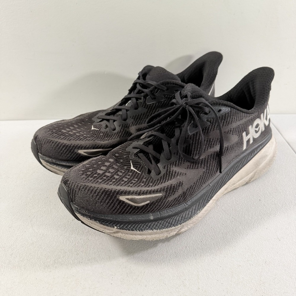 Hoka One One Clifton 9 Mens Size 12.5 D Black Athletic Running Shoes Sneakers